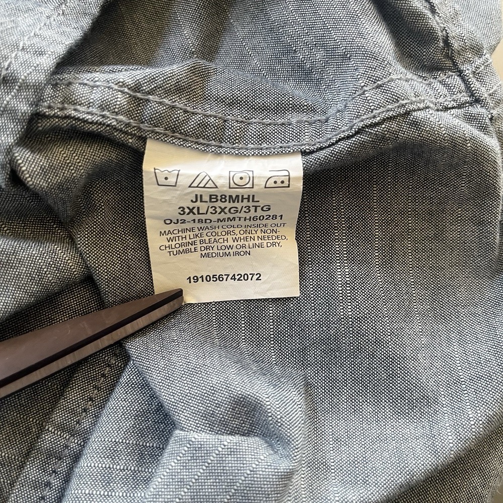 Wrangler Men's 3XL‎ Light Gray Long Sleeve Button-Down Cotton Shirt RN130274 - Picture 11 of 13